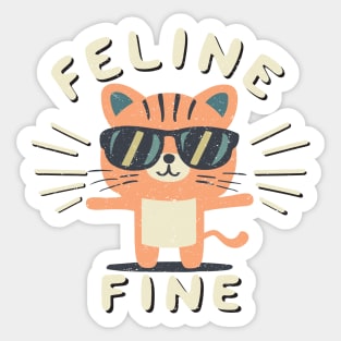 Funny Feline Fine Tiger Cat Puns Sticker